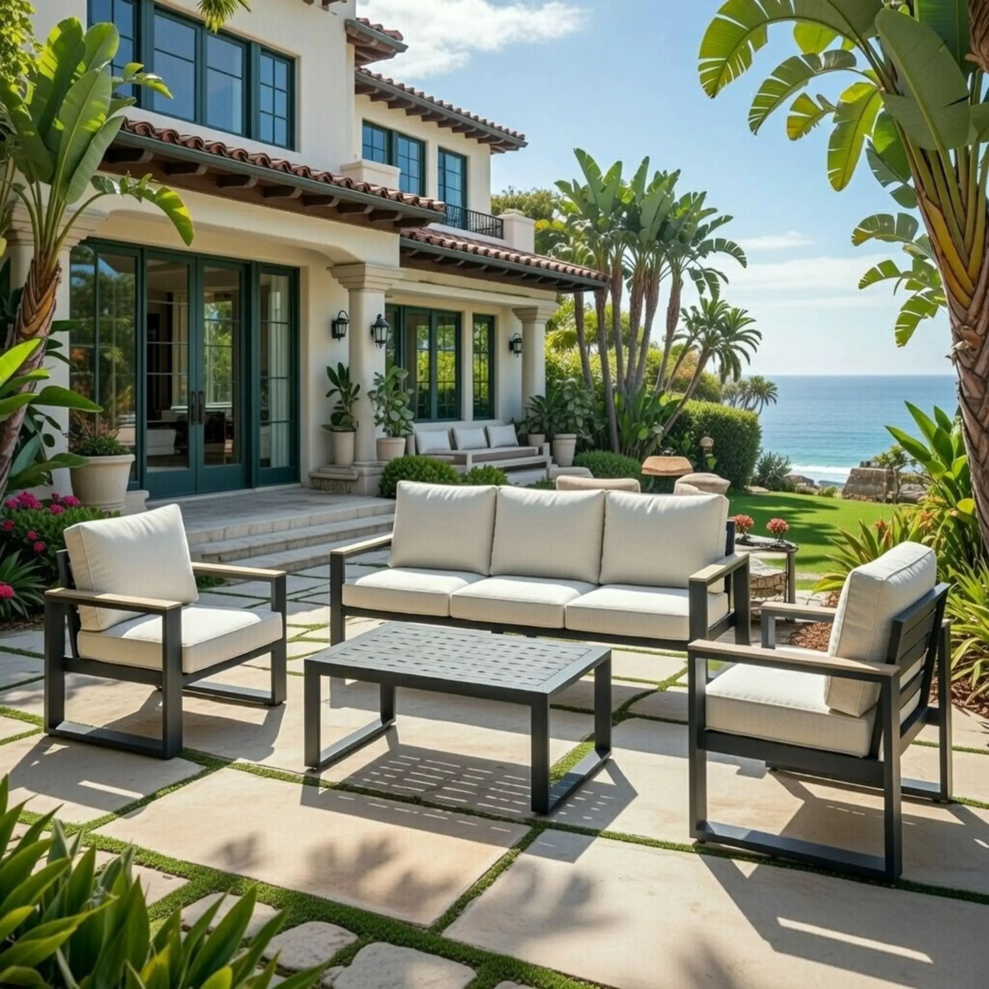 Modern Outdoor Sofa Set With Coffee Table by HouseOfZazla