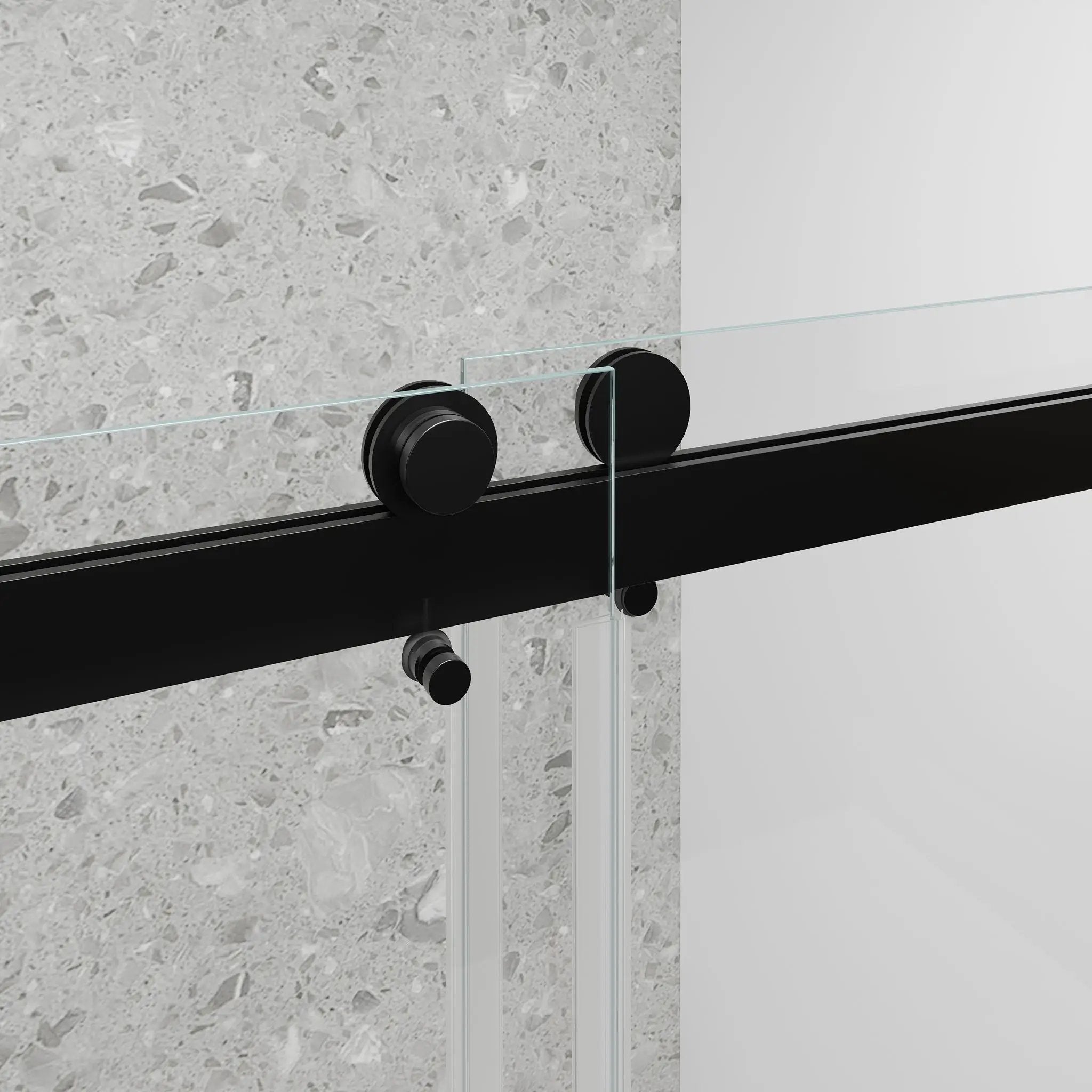 Frameless Double Sliding Soft Close Bathtub Shower Door, 5 / 16" Clear Nano Coated Tempered Glass And 304 Stainless Steel Handle - Matte Black by HouseOfZazla