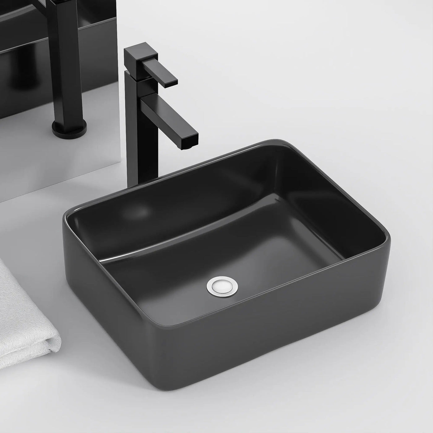 Modern European Design Ceramic Rectangular Vessel Bathroom Sink by HouseOfZazla