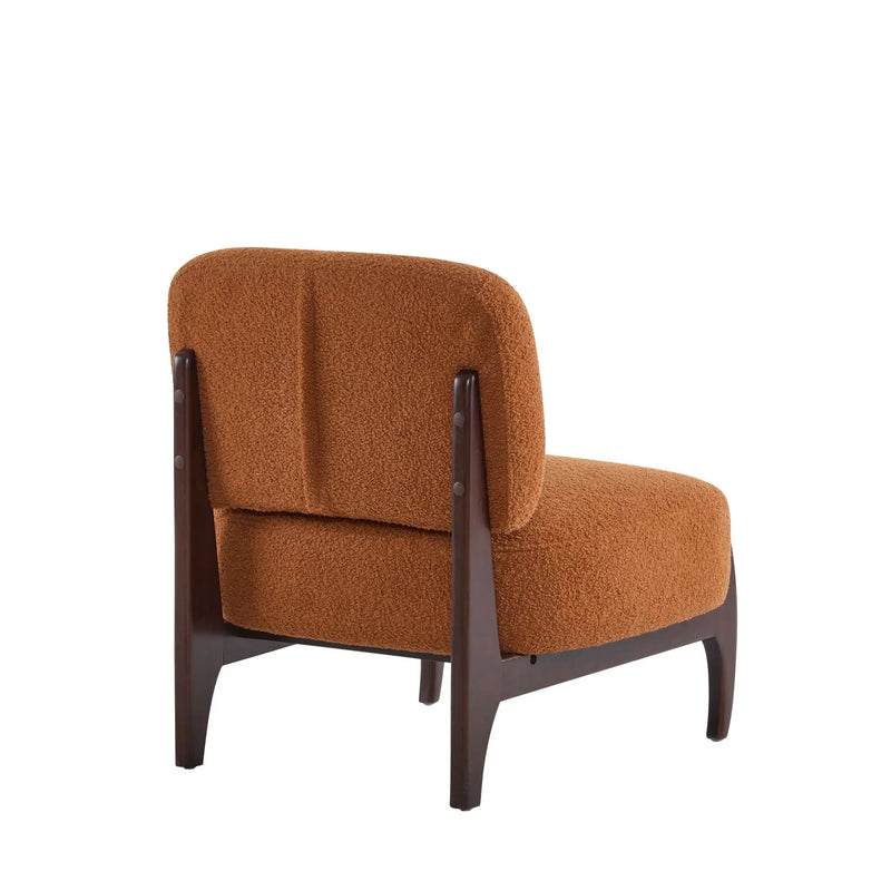Modern Boucle Lounge Chair With Solid Wood Frame by HouseOfZazla