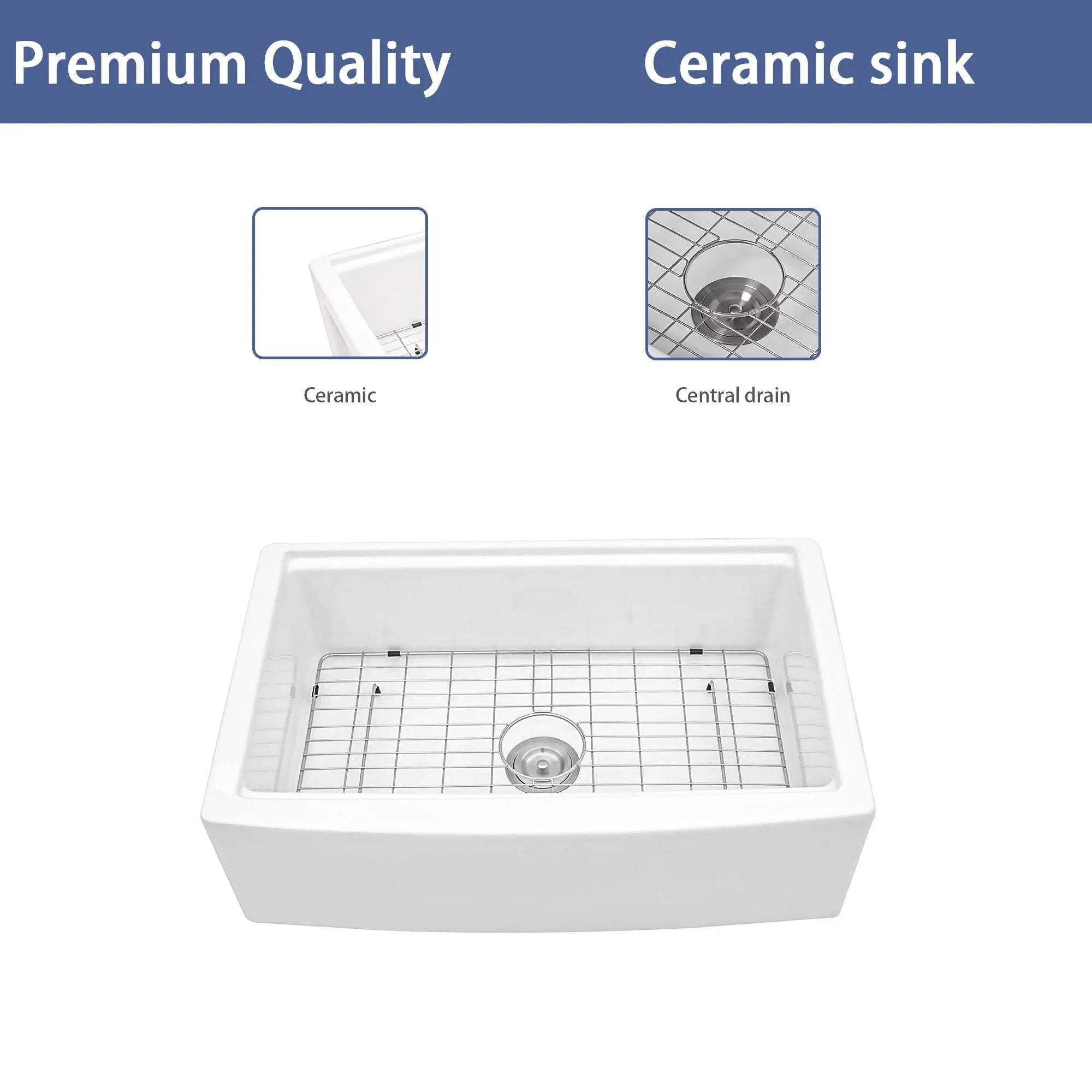 Classic Ceramic Farmhouse Sink Workstation Single Bowl With Durable Finish by HouseOfZazla