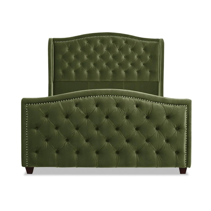 Marcella - Upholstered Shelter Headboard Bed Set by HouseOfZazla