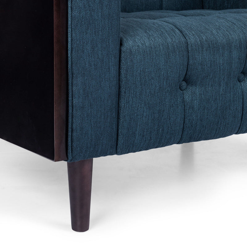 Contemporary Mid-Century Charm 3 Seater Sofa With Button Tufted Waffle Stitching