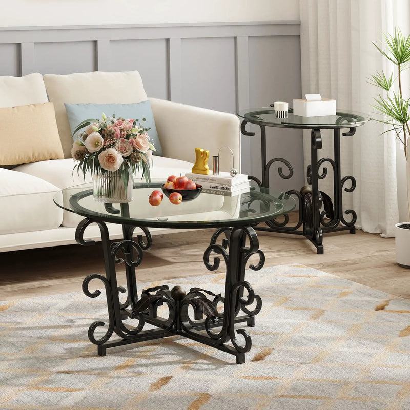 3 Piece Coffee Table Set, Scratch-Resistant - Black