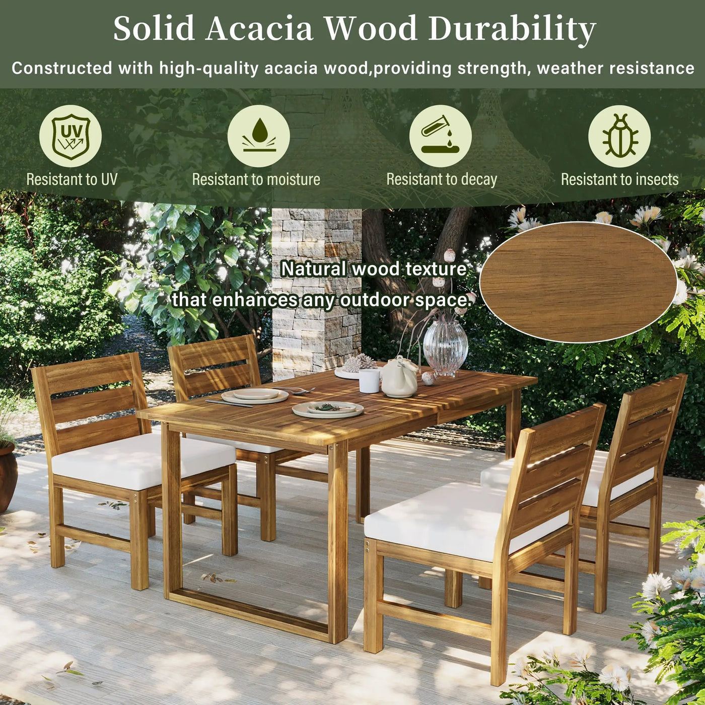 U_STYLE Farmhouse 5-Piece Outdoor Patio Dining Set by HouseOfZazla