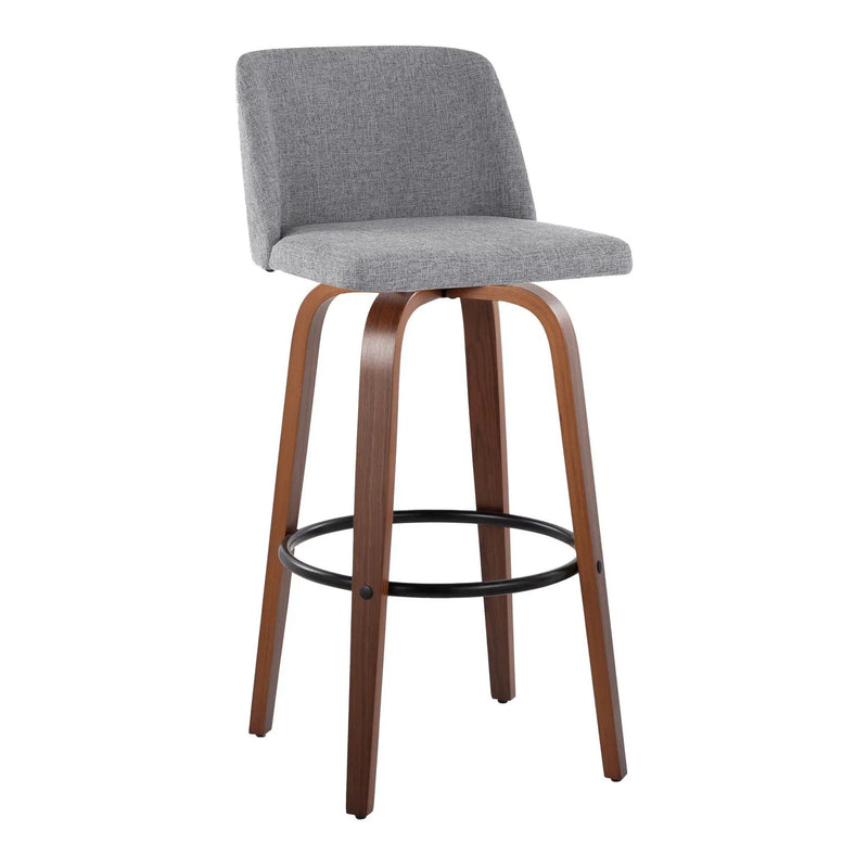 Toriano - Mid Century Modern Fixed Height Barstool Swivel And Round Footrest (Set of 2) by HouseOfZazla