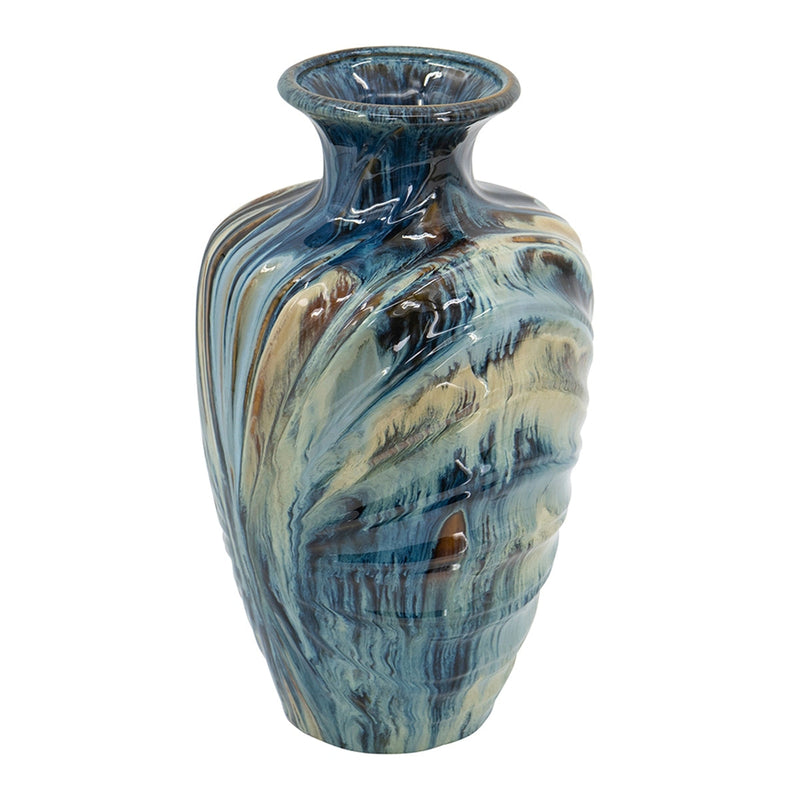 D8.7x15.5' Blue and Brown Reactive Glazed Vase by HouseOfZazla