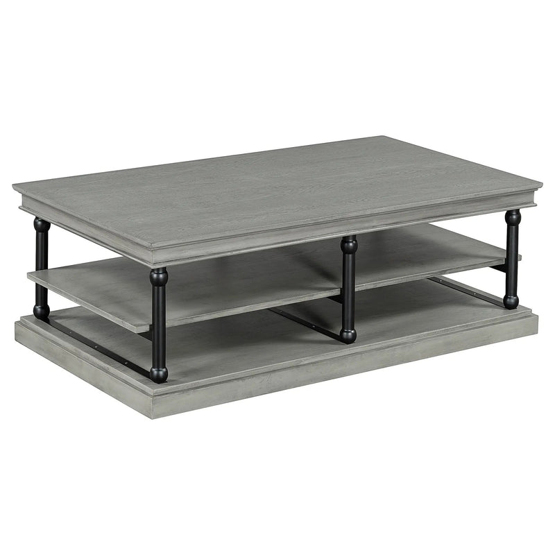 55.1" Wood Coffee Table with Storage Shelves by HouseOfZazla