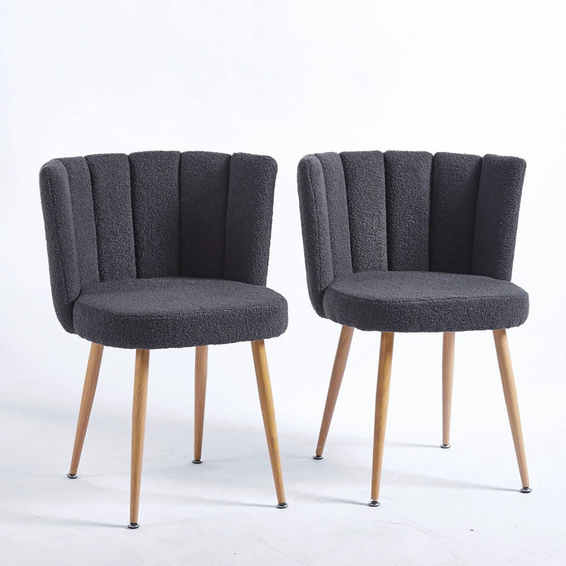 Modern Dining Chair (Set of 2) With Iron Tube Wood Color Legs, Shorthair Cushions And Comfortable Backrest, Suitable For Dining Room, Living Room, Cafe, Simple Structure by Unique Piece Furniture