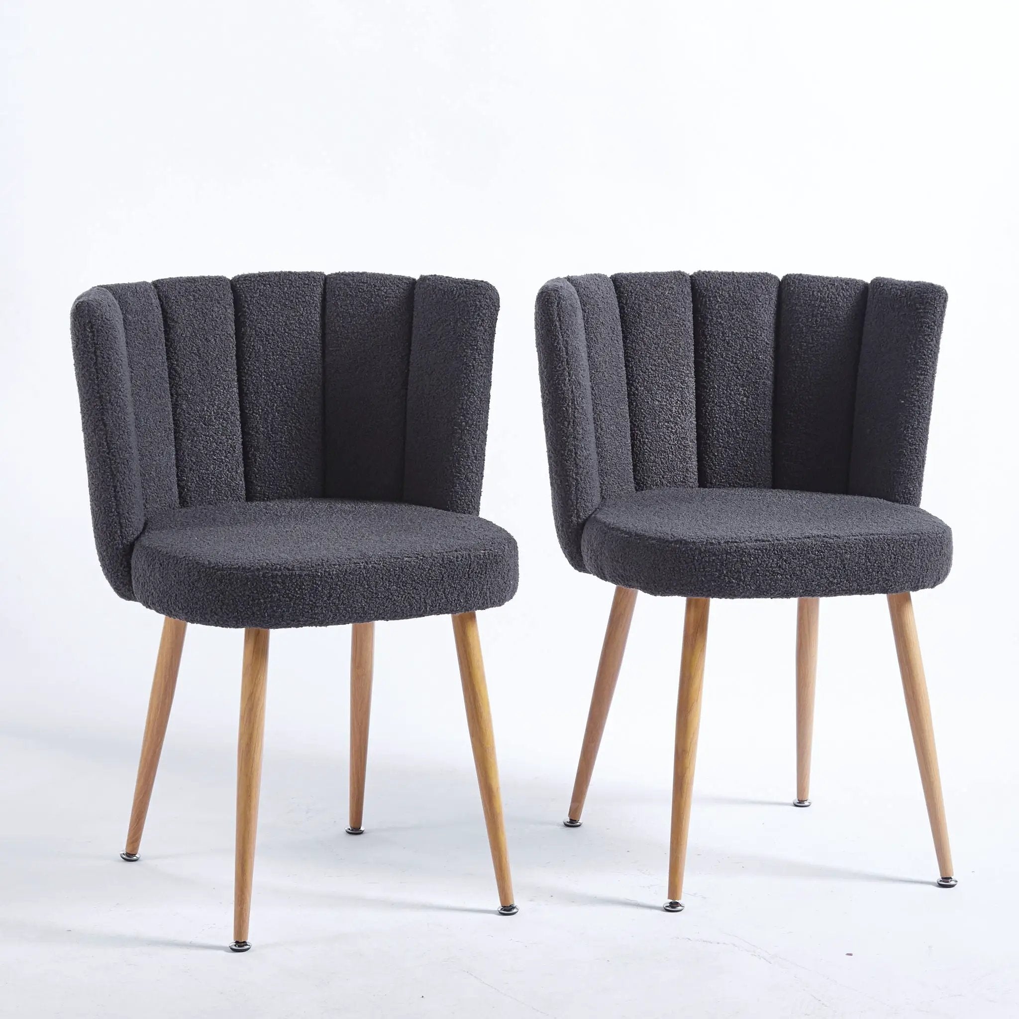 Modern Dining Chair (Set of 2) With Iron Tube Wood Color Legs, Shorthair Cushions And Comfortable Backrest, Suitable For Dining Room, Living Room, Cafe, Simple Structure by HouseOfZazla