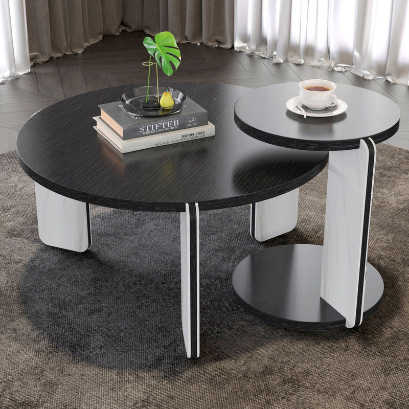 Round Coffee & End Table Set - Black by HouseOfZazla