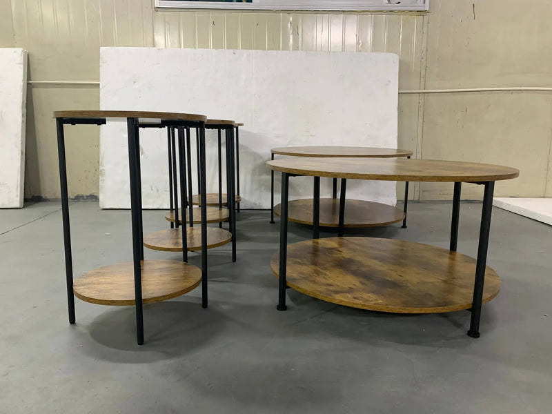 3-Piece Coffee Table and End Table Set (Rustic Brown) by HouseOfZazla