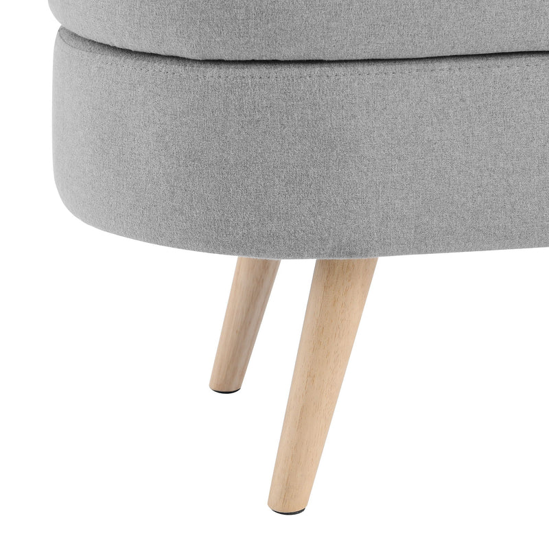 Ottoman Oval Storage Bench With Rubber Wood Legs Linen - Gray by HouseOfZazla