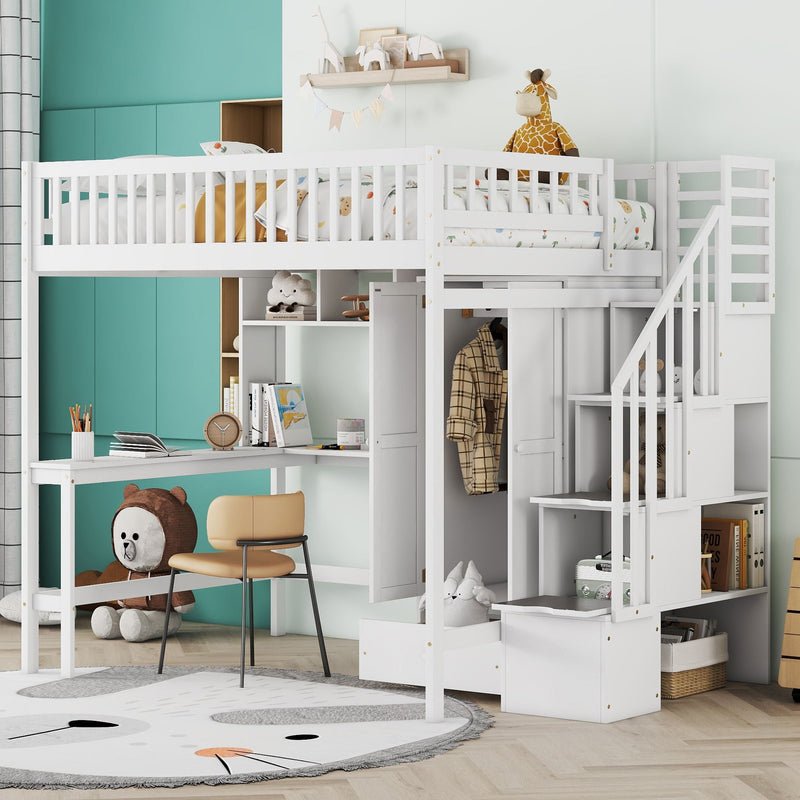Loft Bed With Bookshelf, Drawers, Desk, And Wardrobe by HouseOfZazla