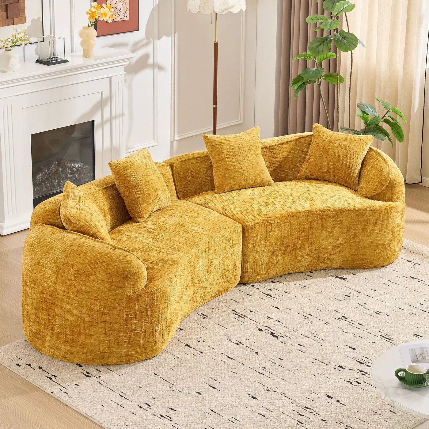 Curved Compressed Sofa, Nordic-Style Design For Living Room by Unique Piece Furniture