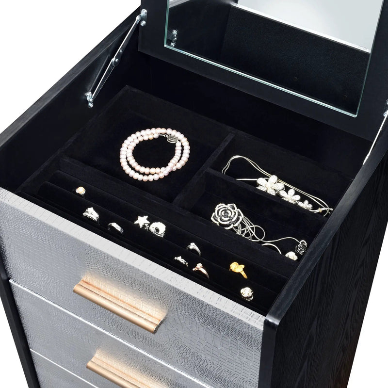 Myles - Jewelry Armoire - Black / Silver / Gold by Unique Piece Furniture