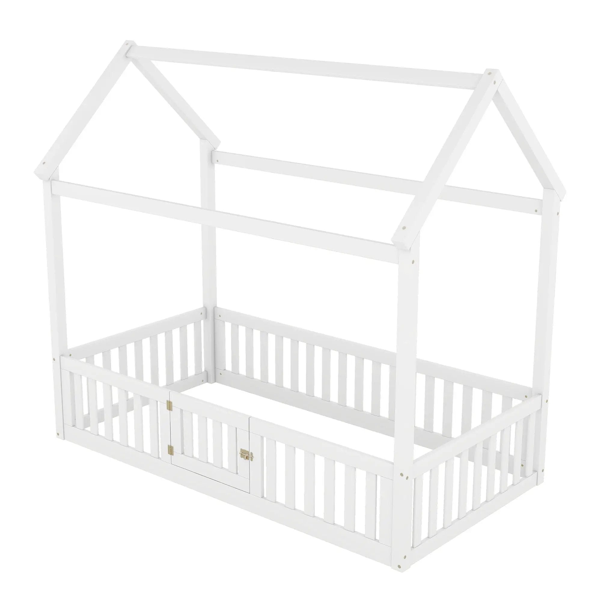 Wood House Bed With Fence And Door by Unique Piece Furniture