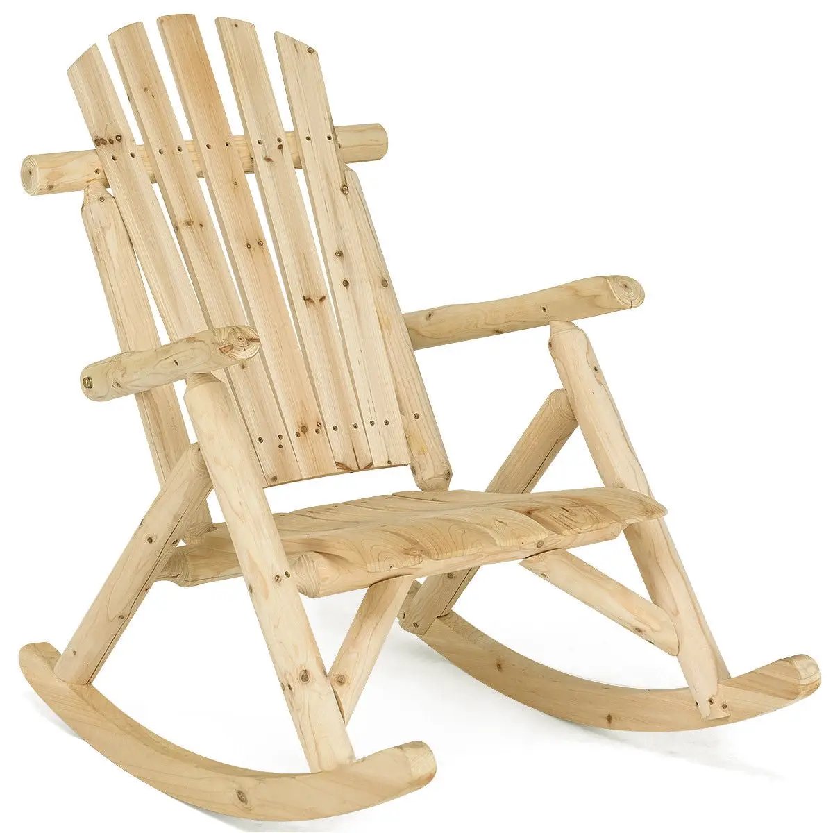 Wood Single Porch Rocker Lounge Patio Rocking Chair by DirectDeals