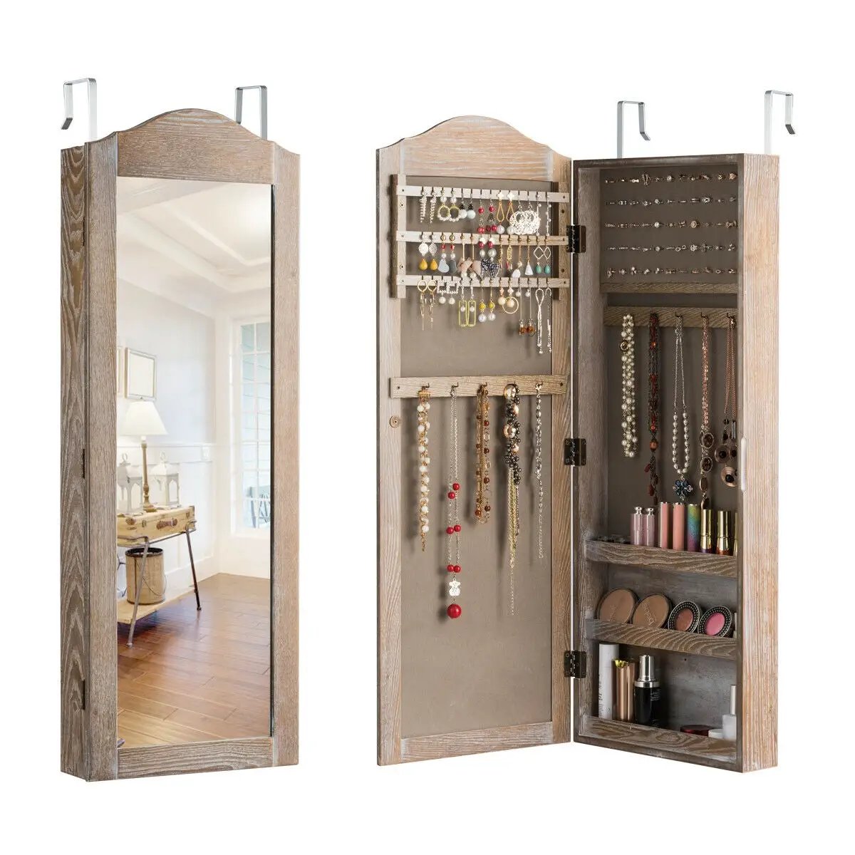 Wall/Door Mounted Jewelry Armoire Cabinet with Mirror by DirectDeals