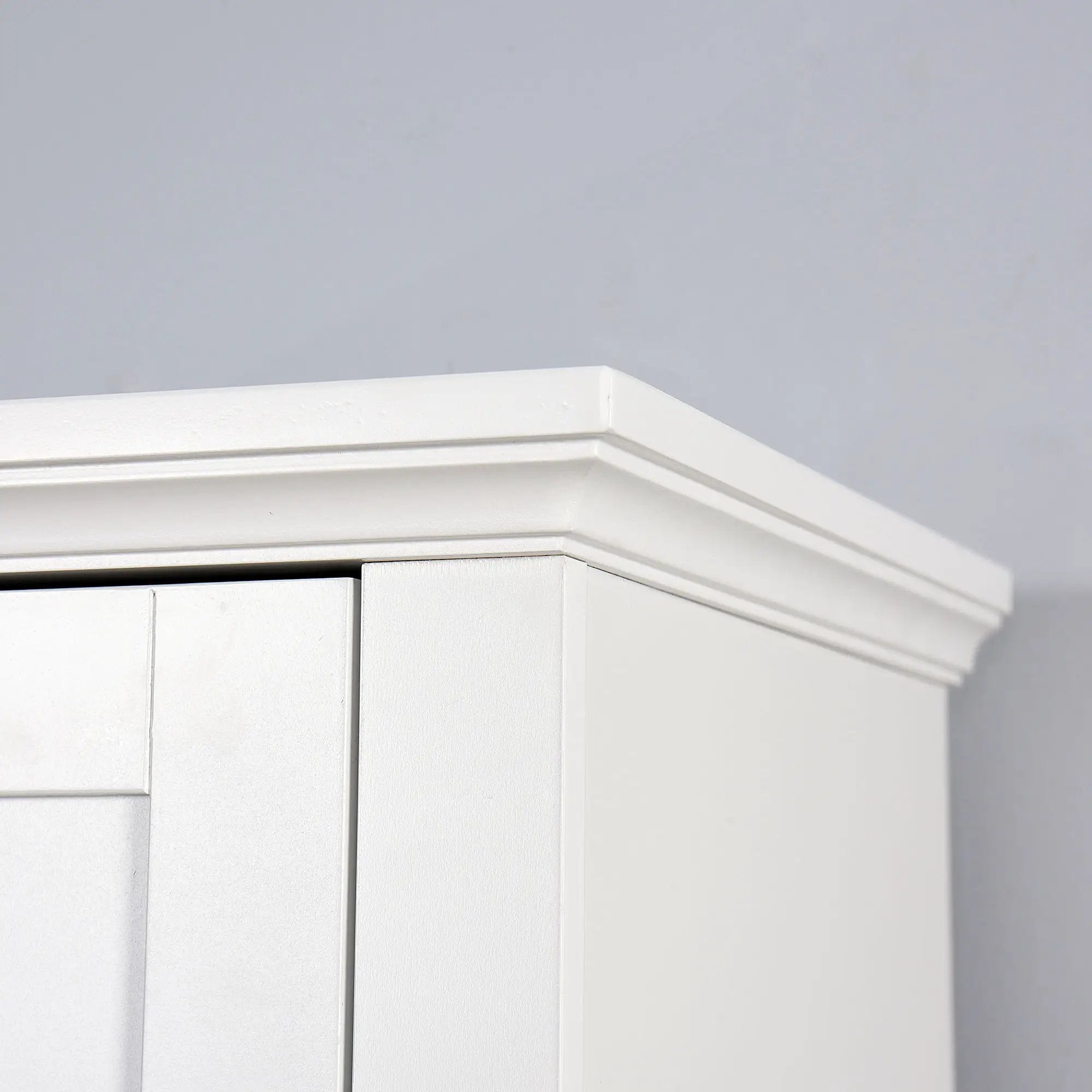 Wooden Bathroom Floor Storage Cabinet With 2 Doors And 6 Shelves - White by HouseOfZazla
