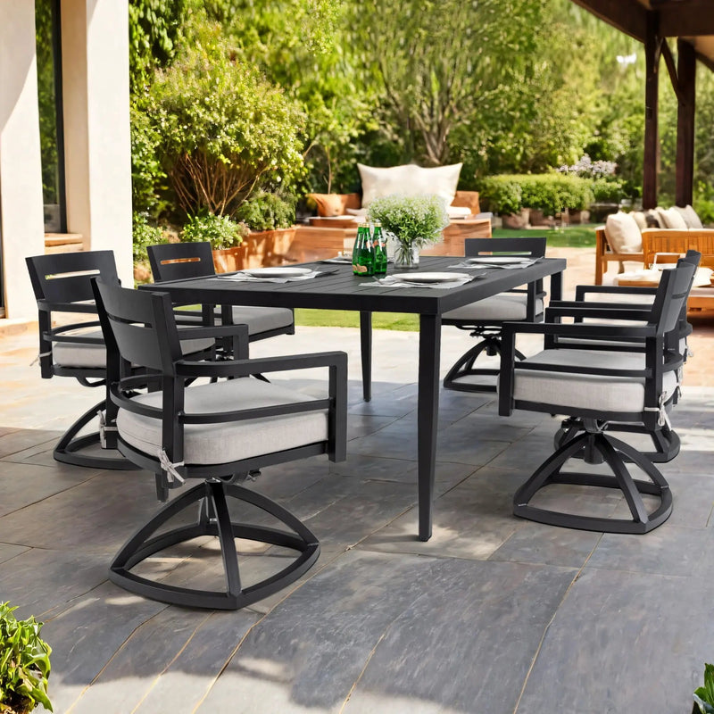 Outdoor Modern Dining Set, Chairs Sunbrella Cushioned And Dining Table With Umbrella Hole by Unique Piece Furniture