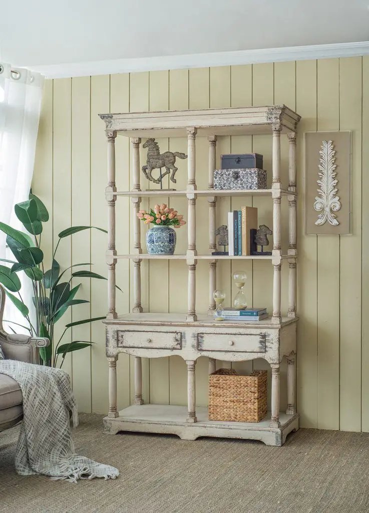 Adela - French Country Bookcase Display Storage Shelf Etageres - Antique White by Unique Piece Furniture