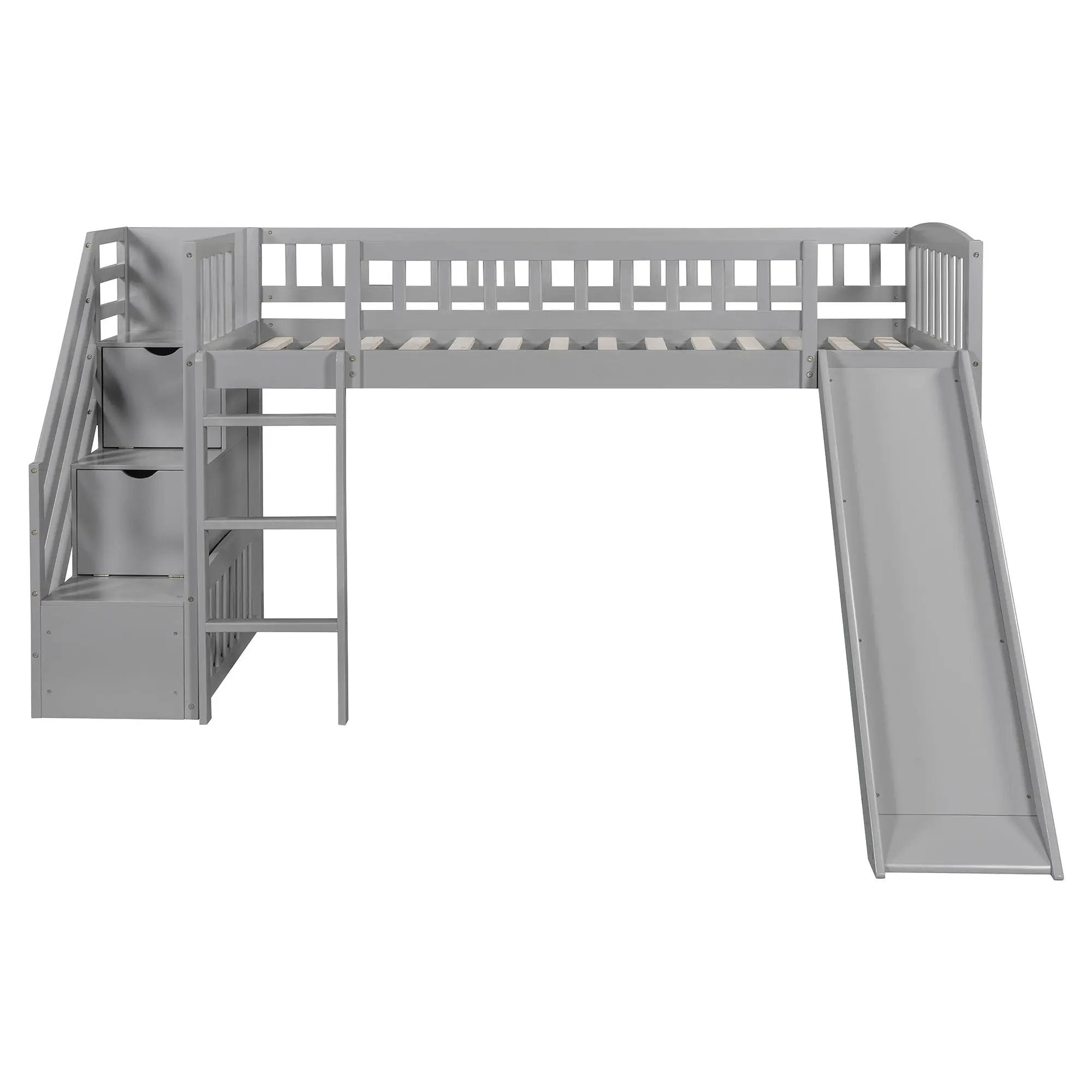 Loft Stairway Bed With 2 Drawers, Convertible Ladder And Slide by Unique Piece Furniture