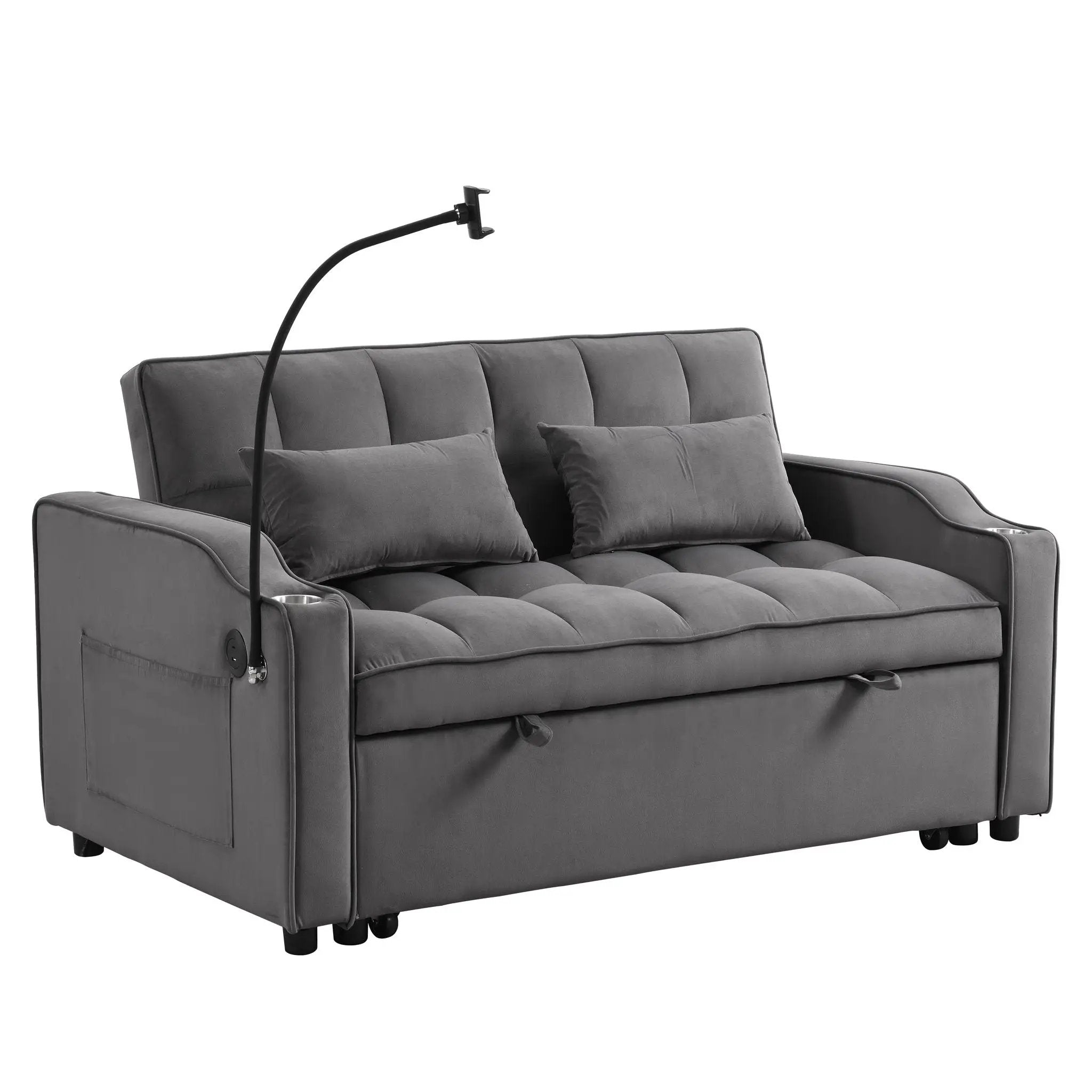 Sofa Bed With Trundle For Small Rooms - Dark Gray by HouseOfZazla