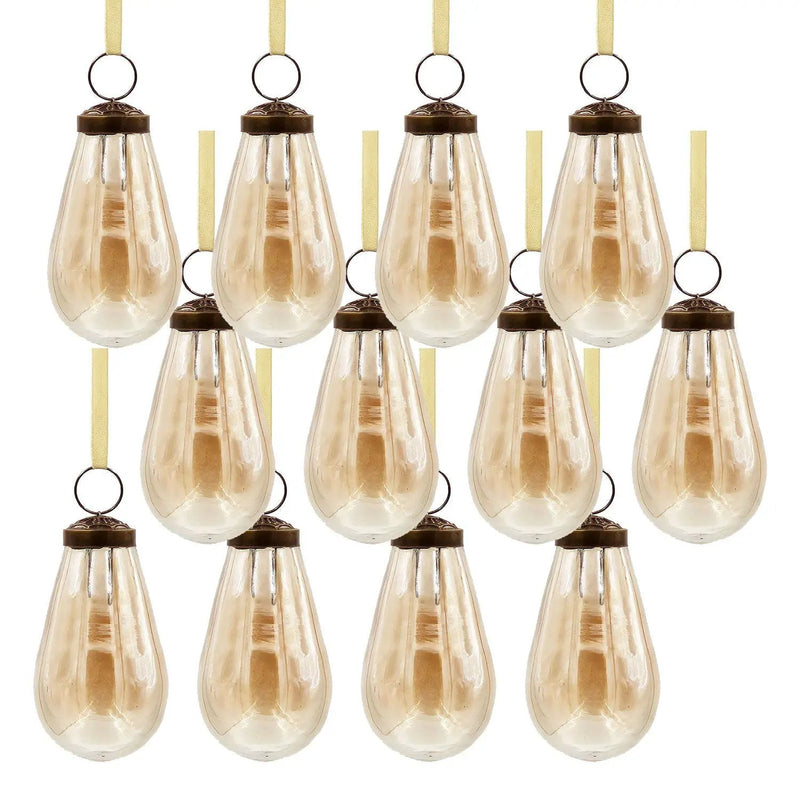 Luster Tear Drop Ornament, Glass Decorative Hanging Christmas Tree Ornaments For Holiday Party Decorations (Set of 12) by Unique Piece Furniture