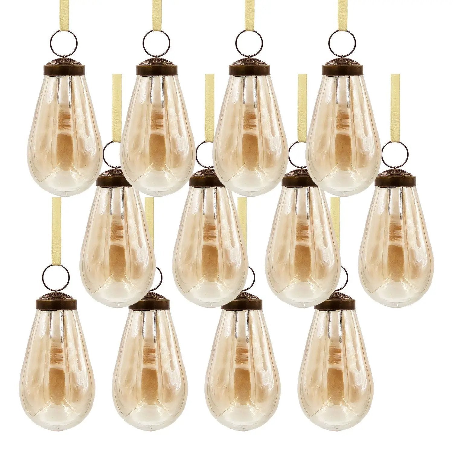 Luster Tear Drop Ornament, Glass Decorative Hanging Christmas Tree Ornaments For Holiday Party Decorations (Set of 12) by HouseOfZazla