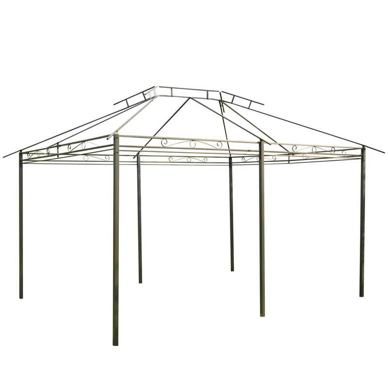Outsunny - Patio Gazebo, Outdoor Gazebo Canopy Shelter With Curtains, Vented Roof, Steel Frame For Garden, Lawn, Backyard And Deck, - Sage Gray by HouseOfZazla