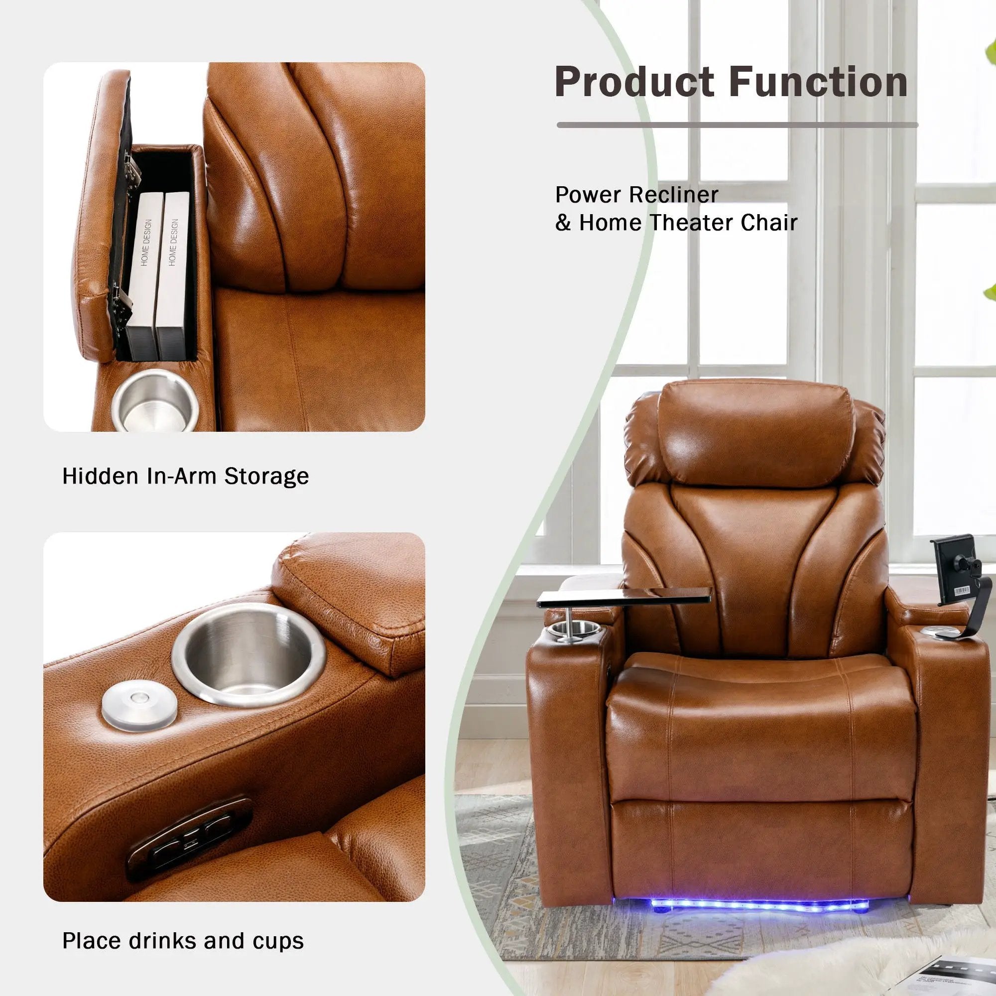 Power Motion Recliner Electric Power Recliner With USB Charging Port, Hidden Arm Storage, Convenient Cup Holder And tooth Speaker by HouseOfZazla