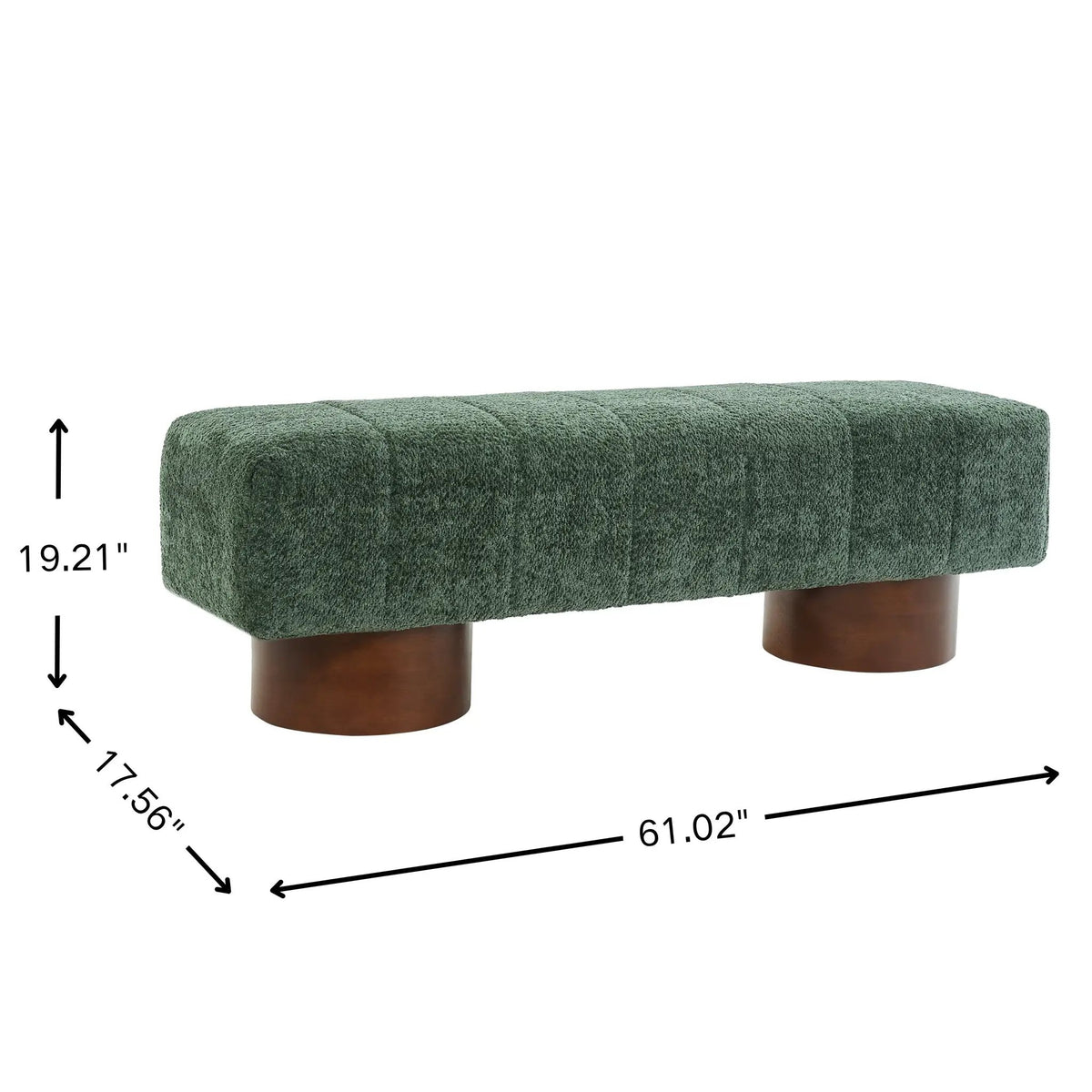 Green Boucle Upholstered Indoor Dining Bench by HouseOfZazla