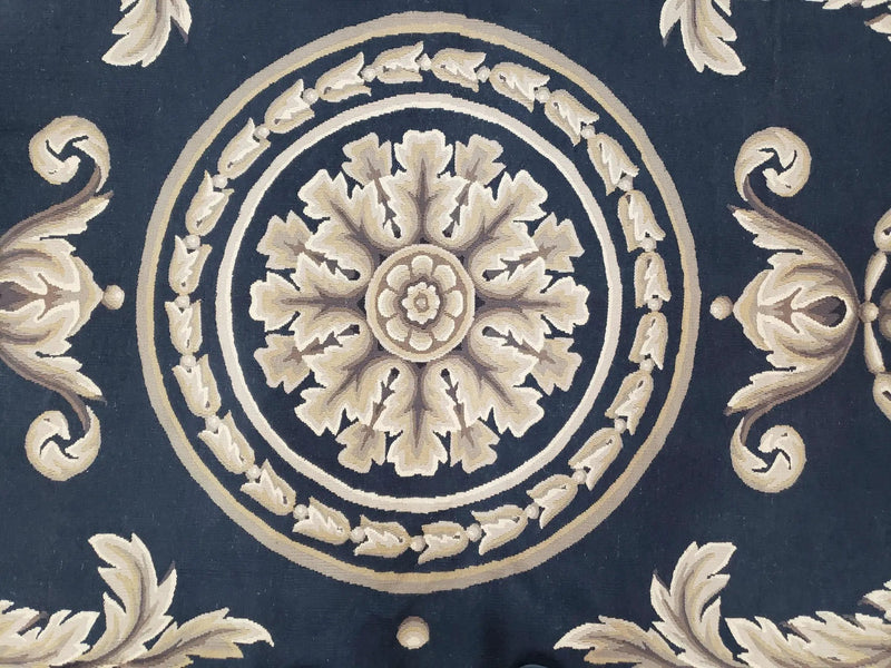 Black and Tan Aubusson Rug, 10 x 14 Aubusson Carpet, New Aubusson Rug, Elegant, Wool, Handmade Area Rug, Flatweave Rug, Large Aubusson Rug by Jewel Rugs