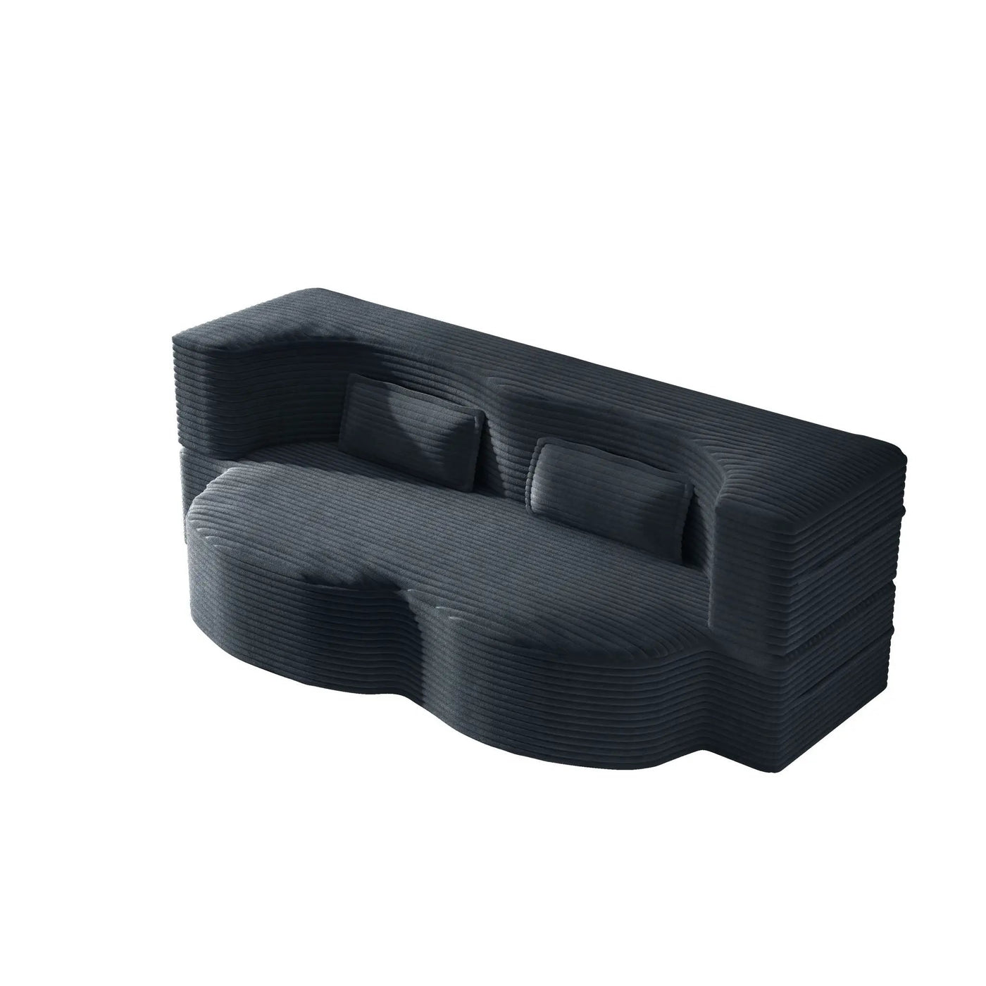 Modern Floor Sofa With 2 Pillows, Convertible Twin Size Folding Mattress For Living Room by HouseOfZazla