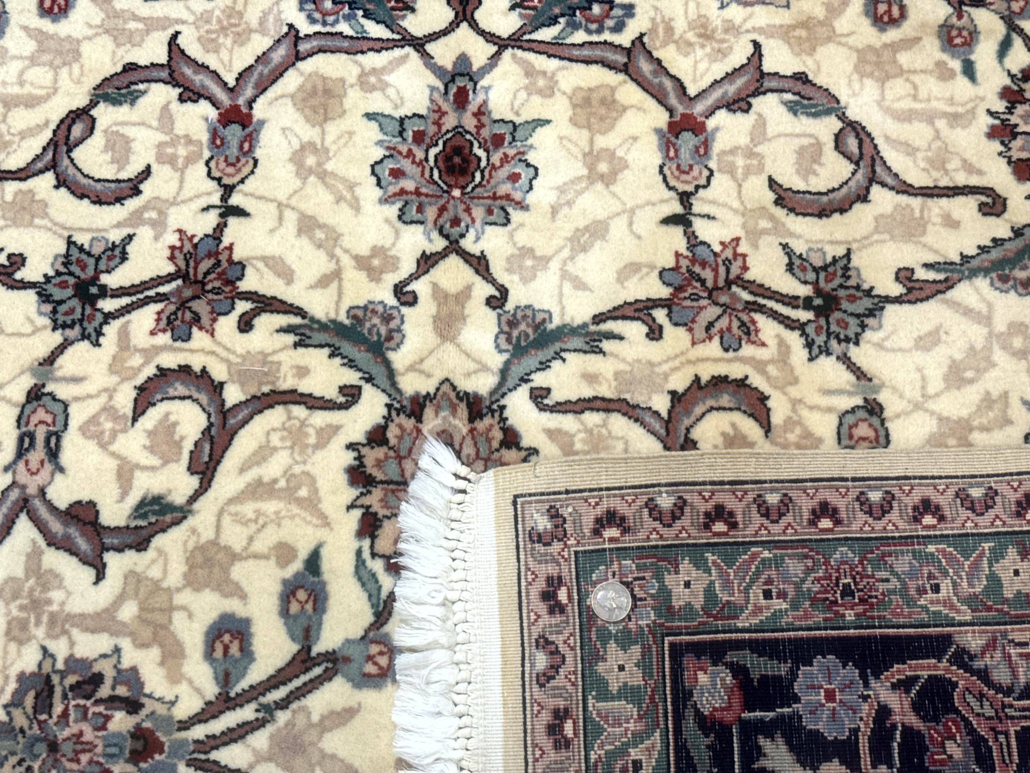 Sino Persian Rug 8x10, Allover Pattern, Beige and Midnight Blue, Wool Oriental Carpet by Jewel Rugs