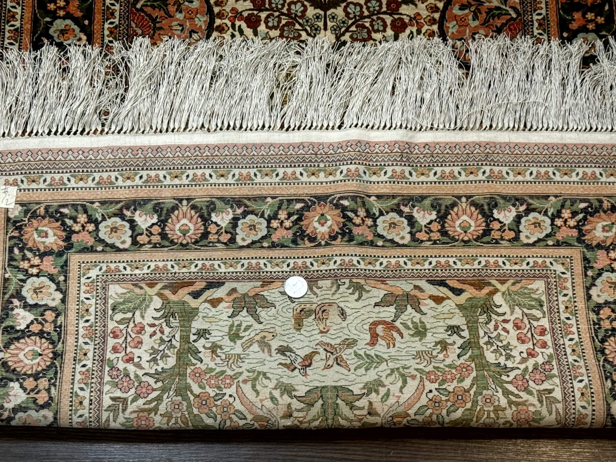 Exceptional Silk Rug 2.6 x 4, Very Fine 630 KPSI, Persian Vase Tree of Life Bird Pictorials, Handmade by Jewel Rugs
