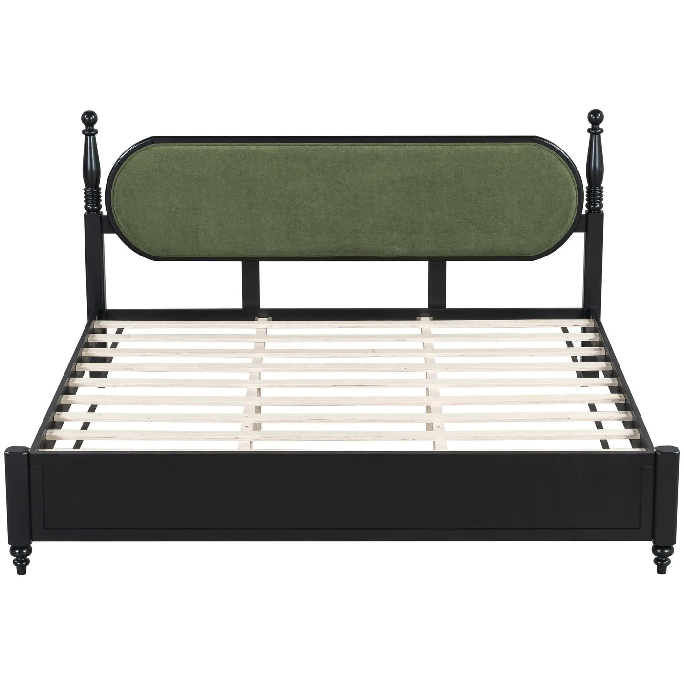 King Bed Frame, Solid Wood Platform with Slats, Modern by HouseOfZazla