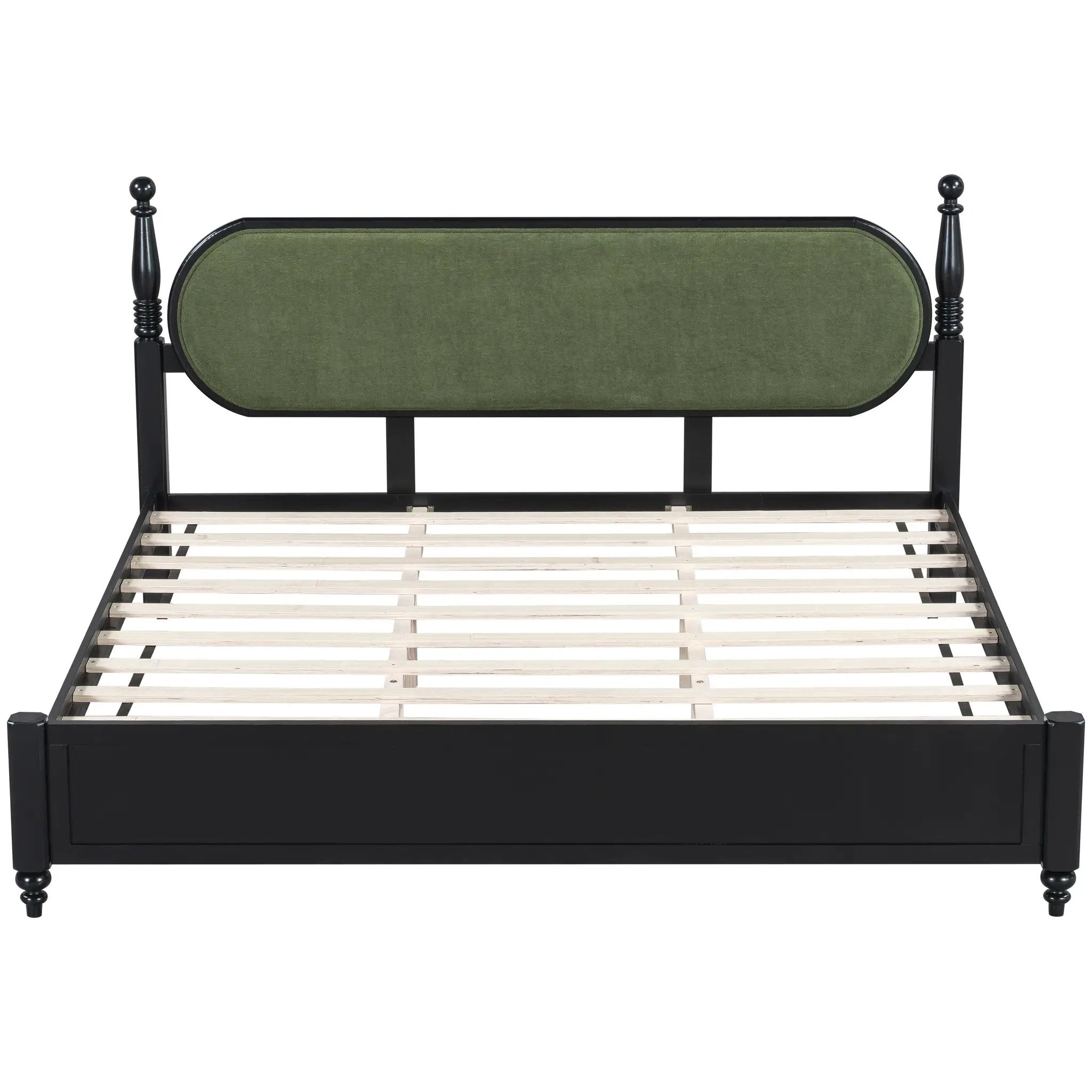 King Bed Frame, Solid Wood Platform with Slats, Modern by HouseOfZazla