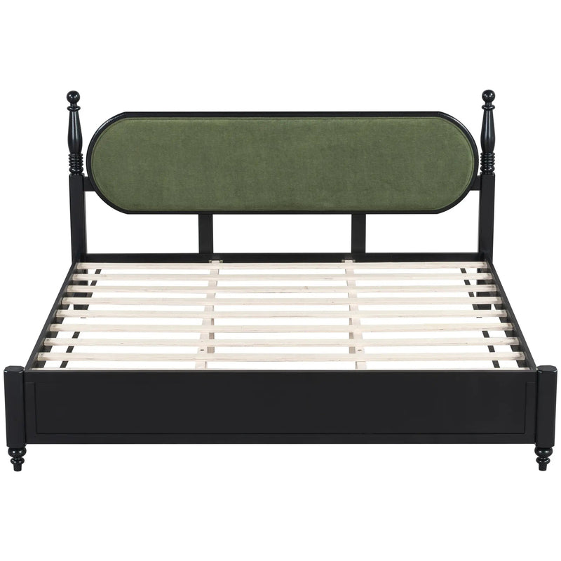 King Bed Frame, Solid Wood Platform with Slats, Modern by HouseOfZazla
