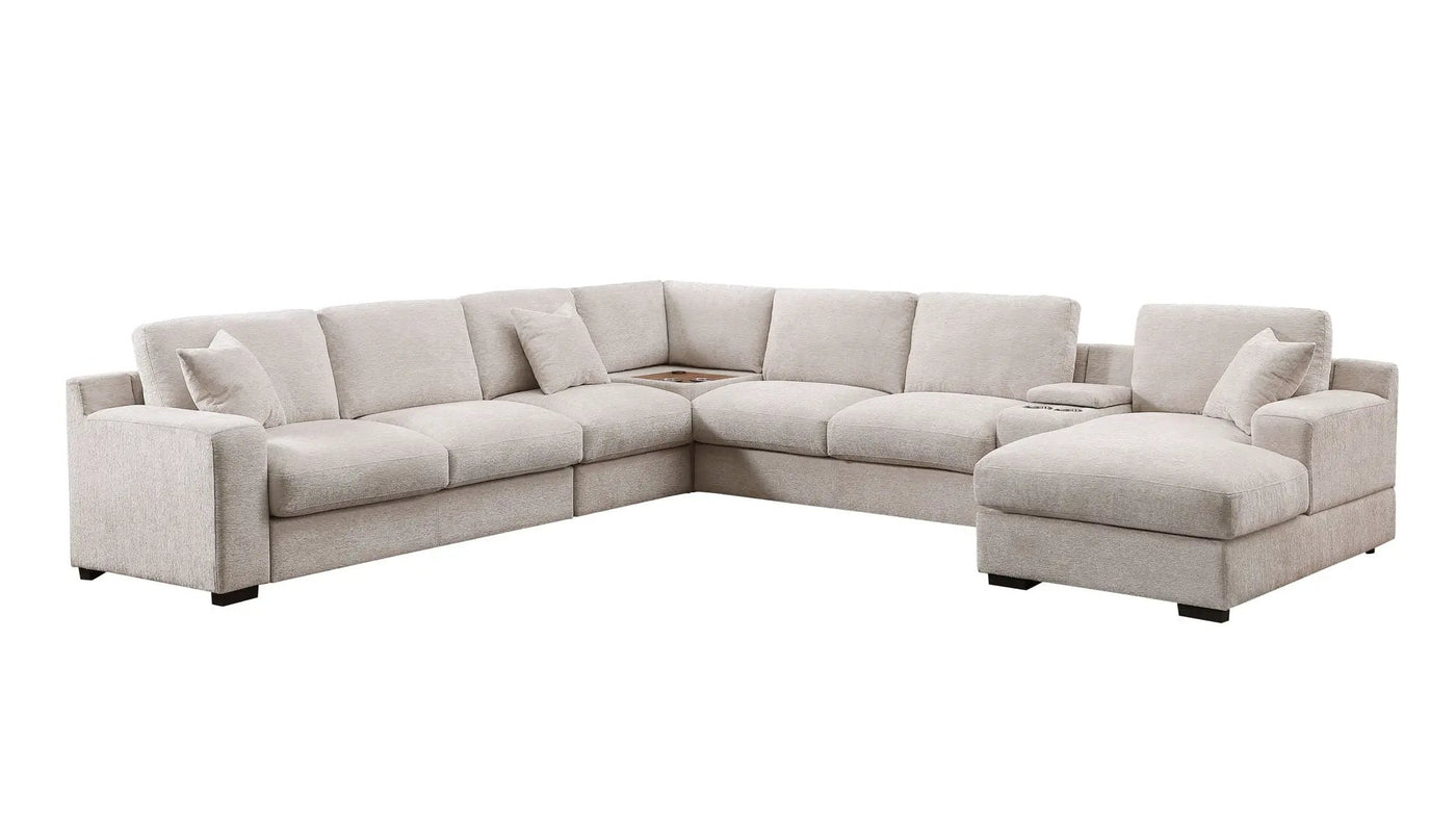 Celine - Fabric Corner Sectional Sofa With Right-Facing Chaise, Cupholders, And Charging Ports by HouseOfZazla