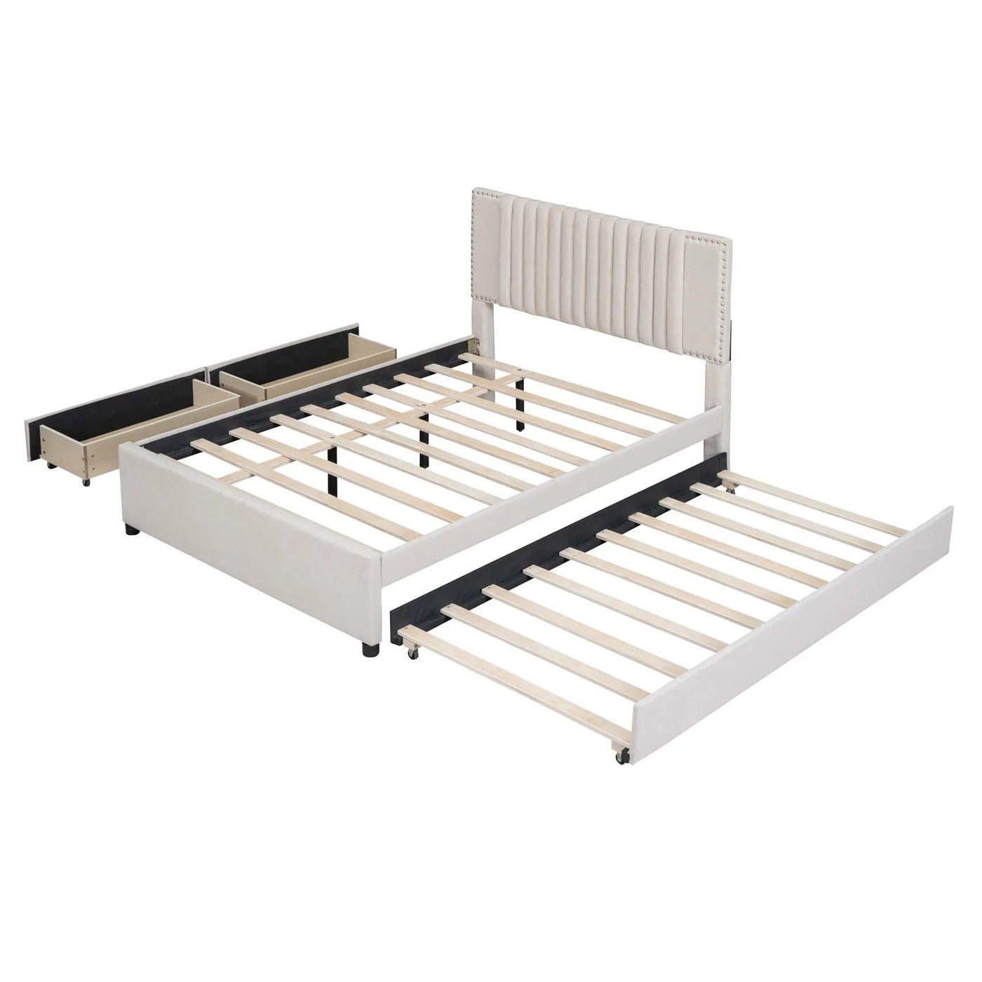 Upholstered Platform Bed With Drawers, Classic Headboard Design by Unique Piece Furniture
