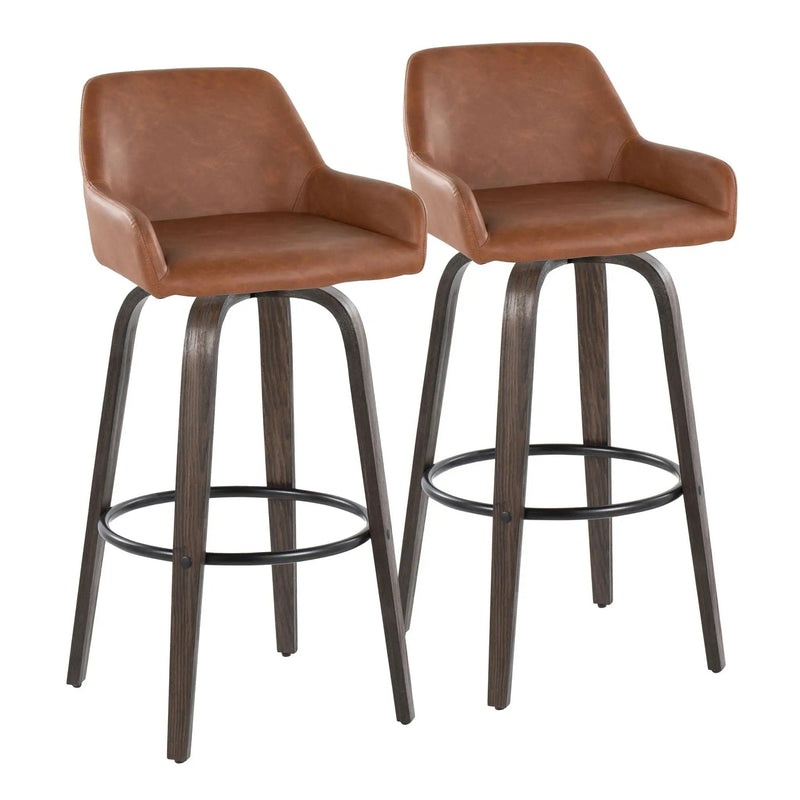 Daniella - Contemporary Fixed Height, Barstool With Swivel With Round Footrest (Set of 2) by Unique Piece Furniture