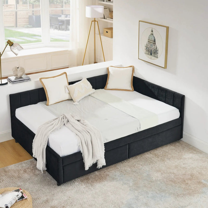Upholstered Tufted Daybed Frame With Storage Drawers by Unique Piece Furniture