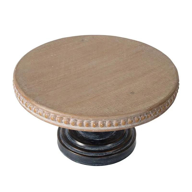 Wooden Display Stand With Beaded Trim - Black Brown by HouseOfZazla