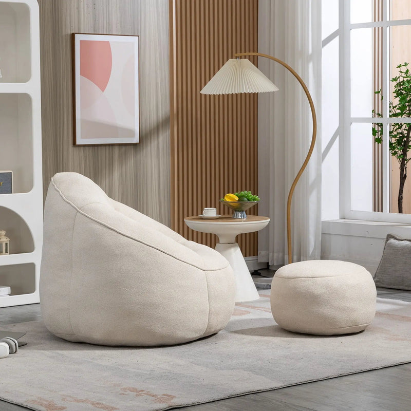 Bedding Bean Bag Sofa Chair High Pressure Foam With Footrest by Unique Piece Furniture