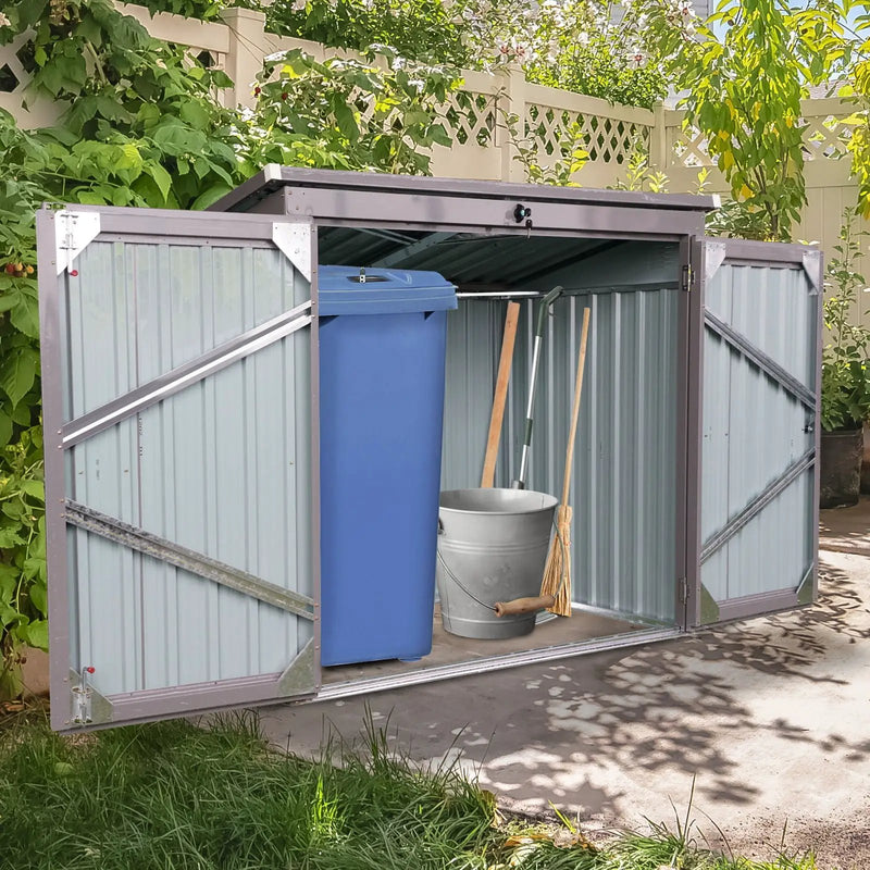 Garbage Bin Shed Stores 2 Trash Cans Metal Outdoor Bin Shed For Garbage Storage by HouseOfZazla