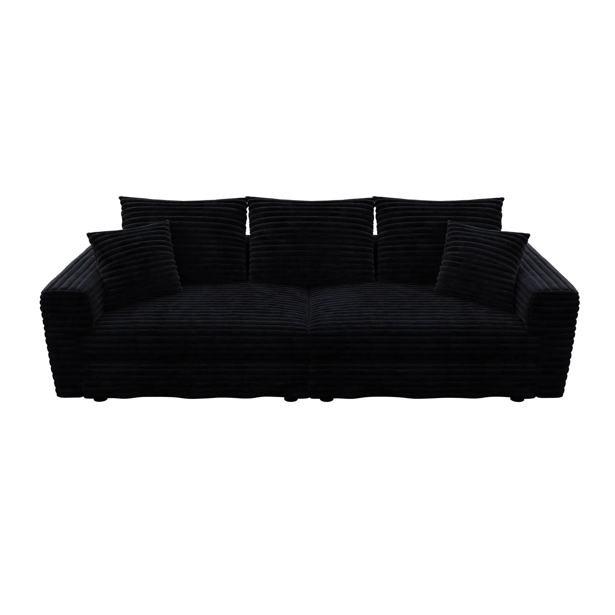 Deep Seat Convertible Sofa With Soft Pillows And Ottomans