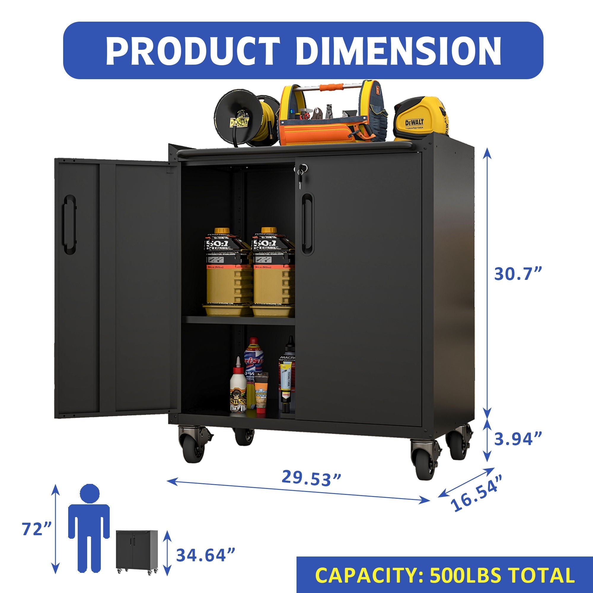 Heavy Duty Metal Garage Storage Cabinet With Wheels Sturdy Tool Organizer by HouseOfZazla