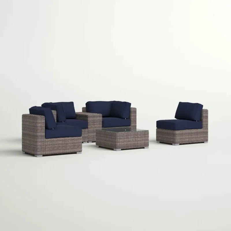 Wicker Seating Group Set With Table And Cushions by Unique Piece Furniture